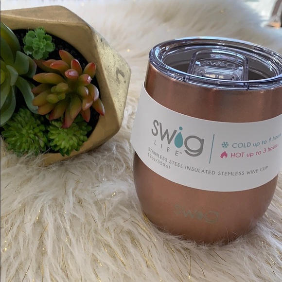 SWIG Other - NEW Shimmer Rose Gold Stemless Wine Cup (12oz)